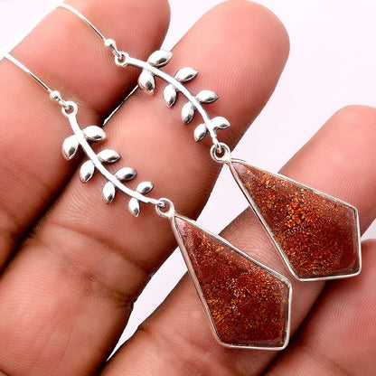 Natural Red Moss Agate Earrings E-1238 SDE86359