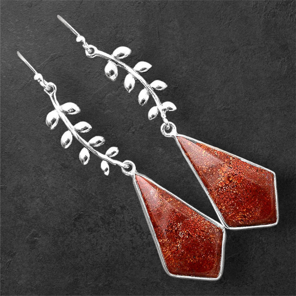 Natural Red Moss Agate Earrings E-1238 SDE86359