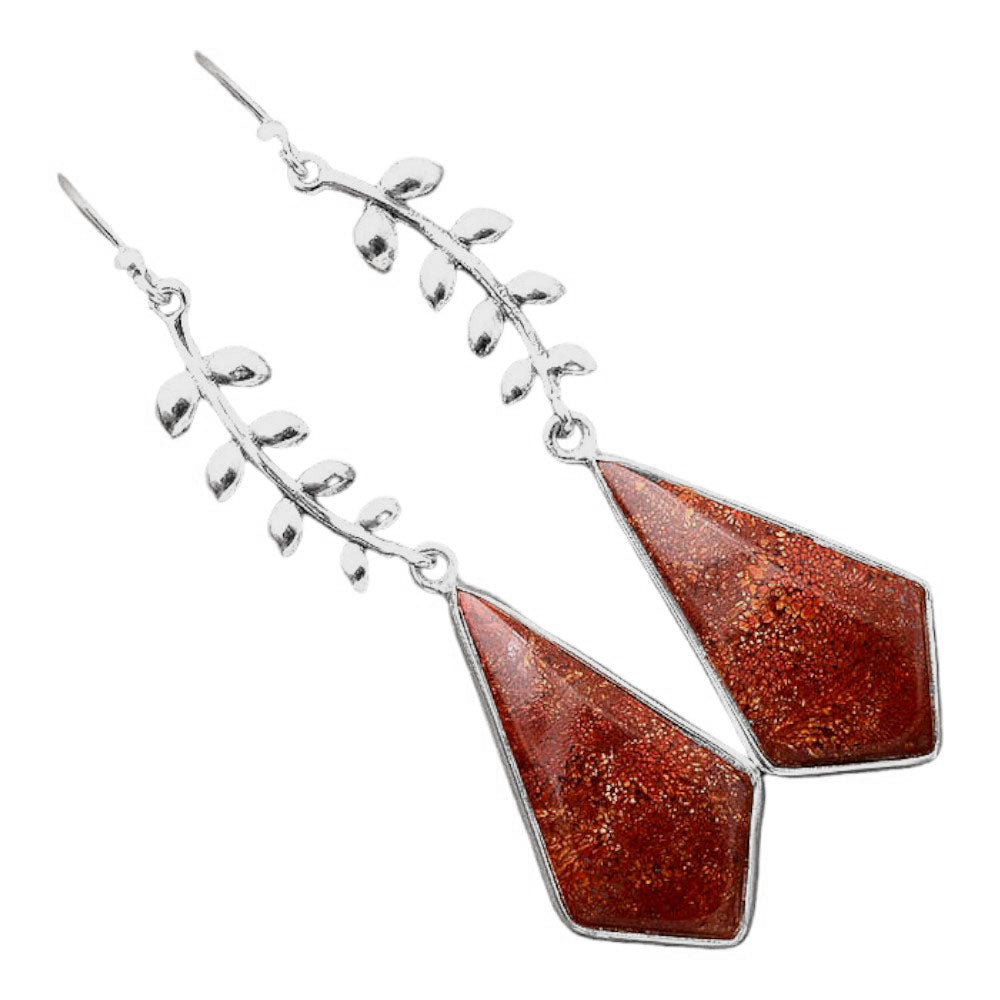 Natural Red Moss Agate Earrings E-1238 SDE86359