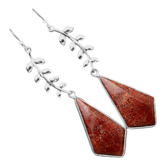 Natural Red Moss Agate Earrings E-1238 SDE86359
