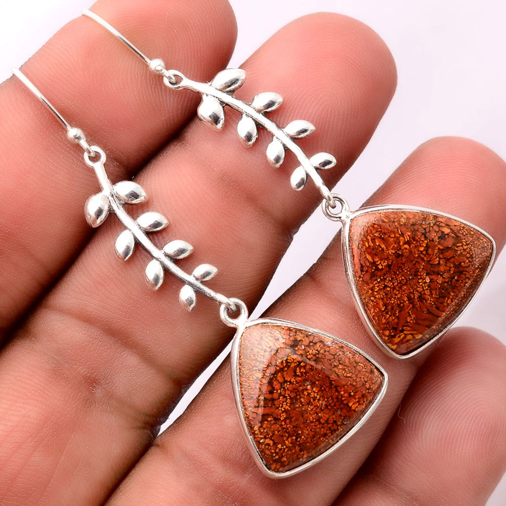 Natural Red Moss Agate Earrings E-1238 SDE86362