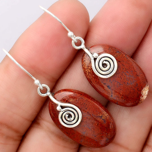 Natural Red Moss Agate Earrings E-1137 SDE86458