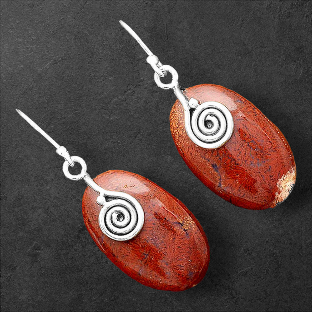 Natural Red Moss Agate Earrings E-1137 SDE86458