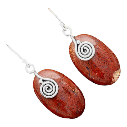 Natural Red Moss Agate Earrings E-1137 SDE86458