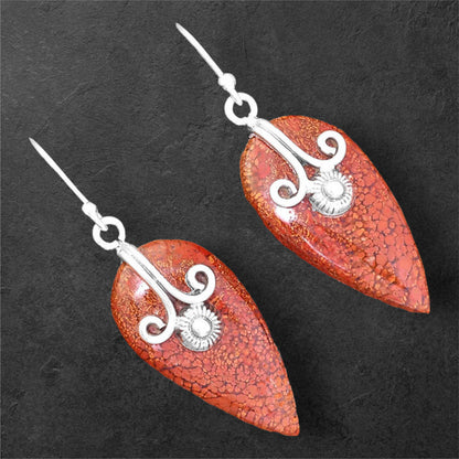 Natural Red Moss Agate Earrings E-1137 SDE86466