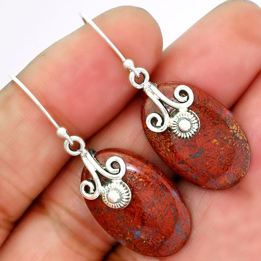 Natural Red Moss Agate Earrings E-1137 SDE86475