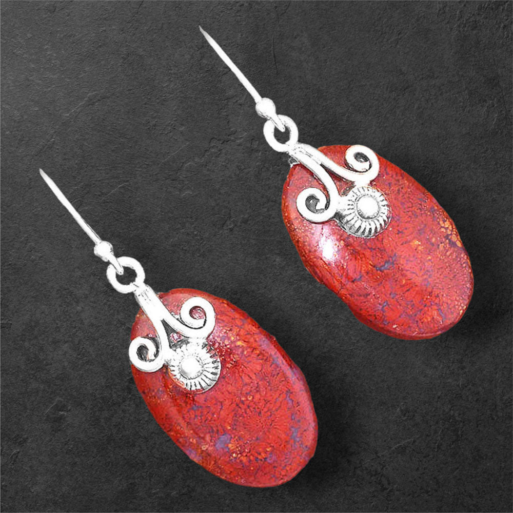 Natural Red Moss Agate Earrings E-1137 SDE86475