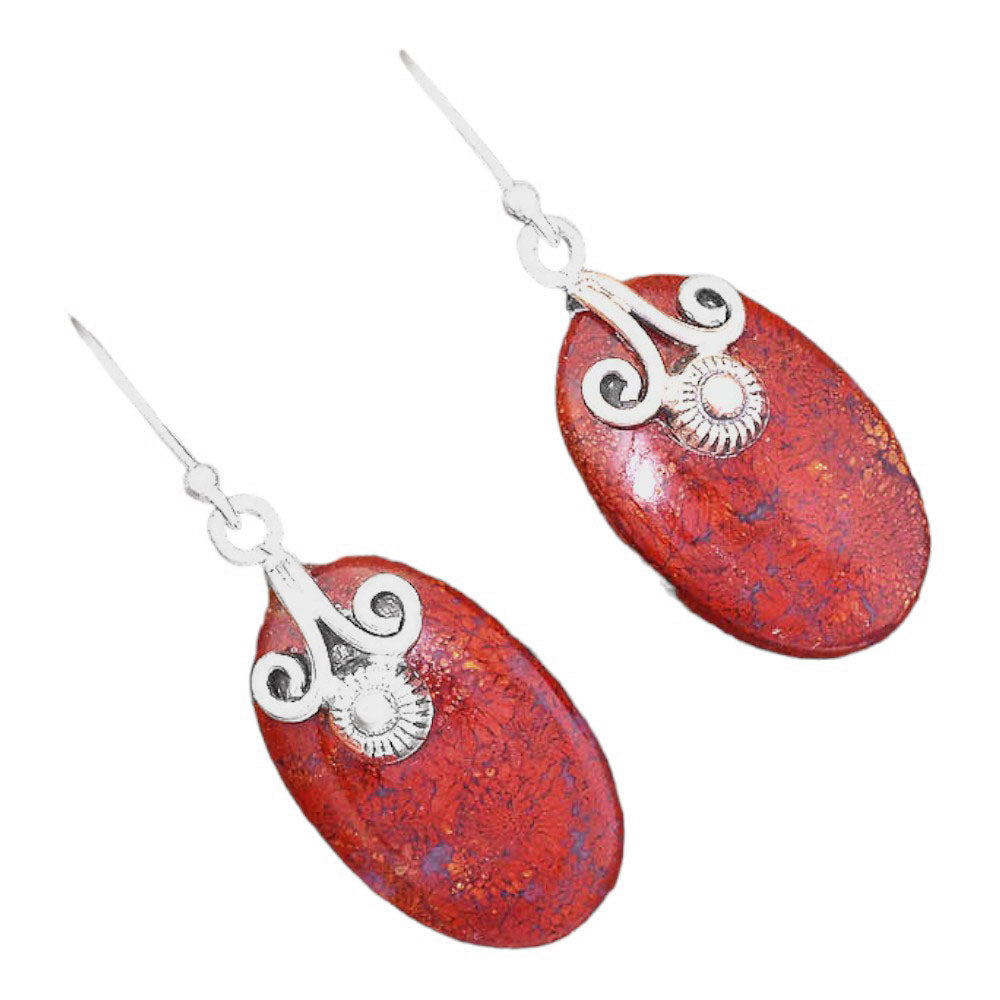 Natural Red Moss Agate Earrings E-1137 SDE86475