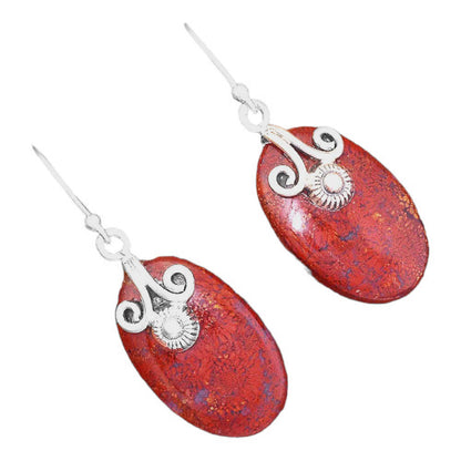 Natural Red Moss Agate Earrings E-1137 SDE86475