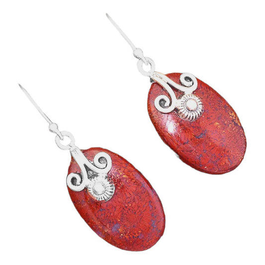 Natural Red Moss Agate Earrings E-1137 SDE86475