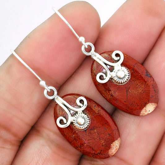 Natural Red Moss Agate Earrings E-1137 SDE86476
