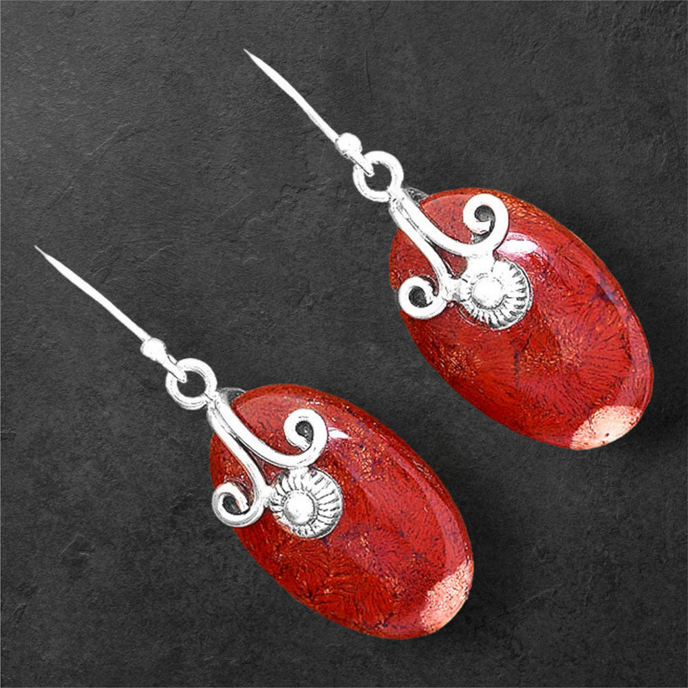 Natural Red Moss Agate Earrings E-1137 SDE86476