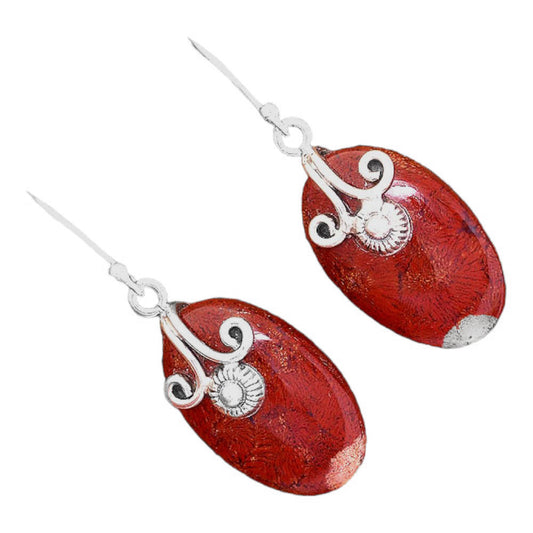 Natural Red Moss Agate Earrings E-1137 SDE86476
