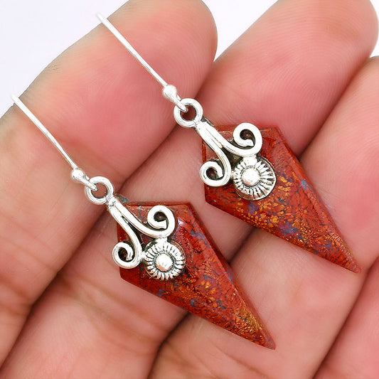 Natural Red Moss Agate Earrings E-1137 SDE86477