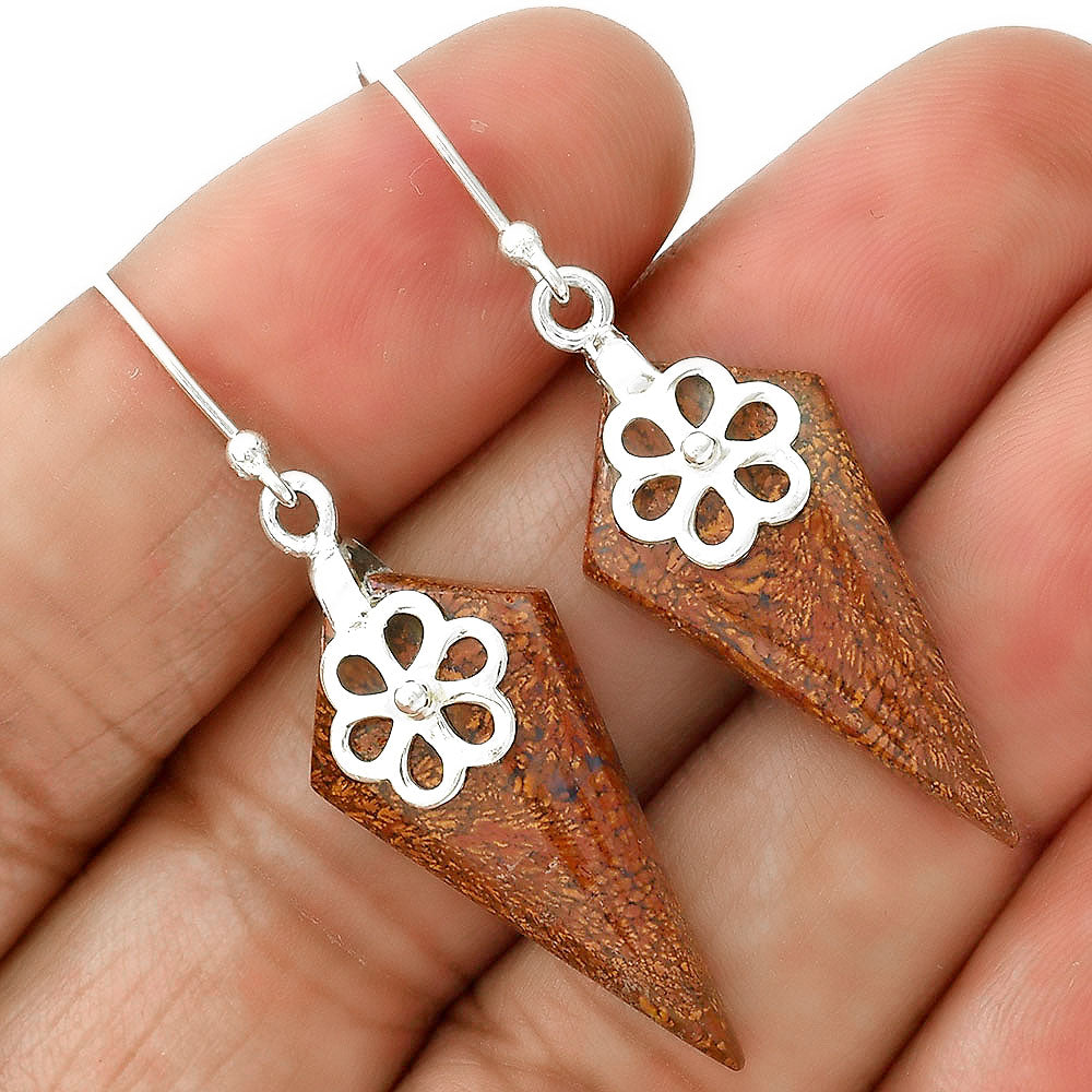 Natural Red Moss Agate Earrings E-1137 SDE86495