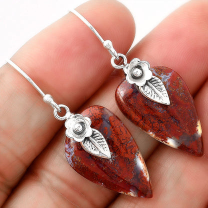 Natural Red Moss Agate Earrings E-1137 SDE86781