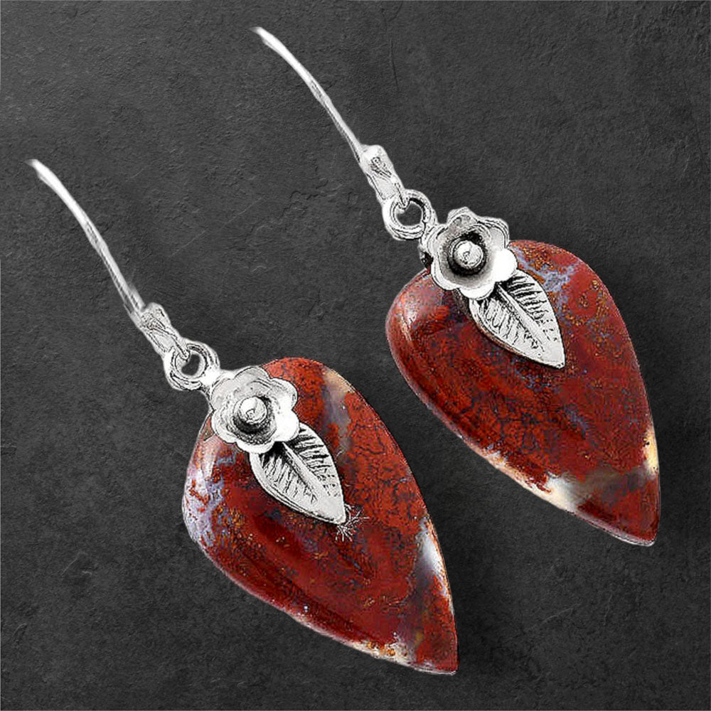 Natural Red Moss Agate Earrings E-1137 SDE86781
