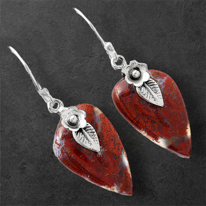 Natural Red Moss Agate Earrings E-1137 SDE86781