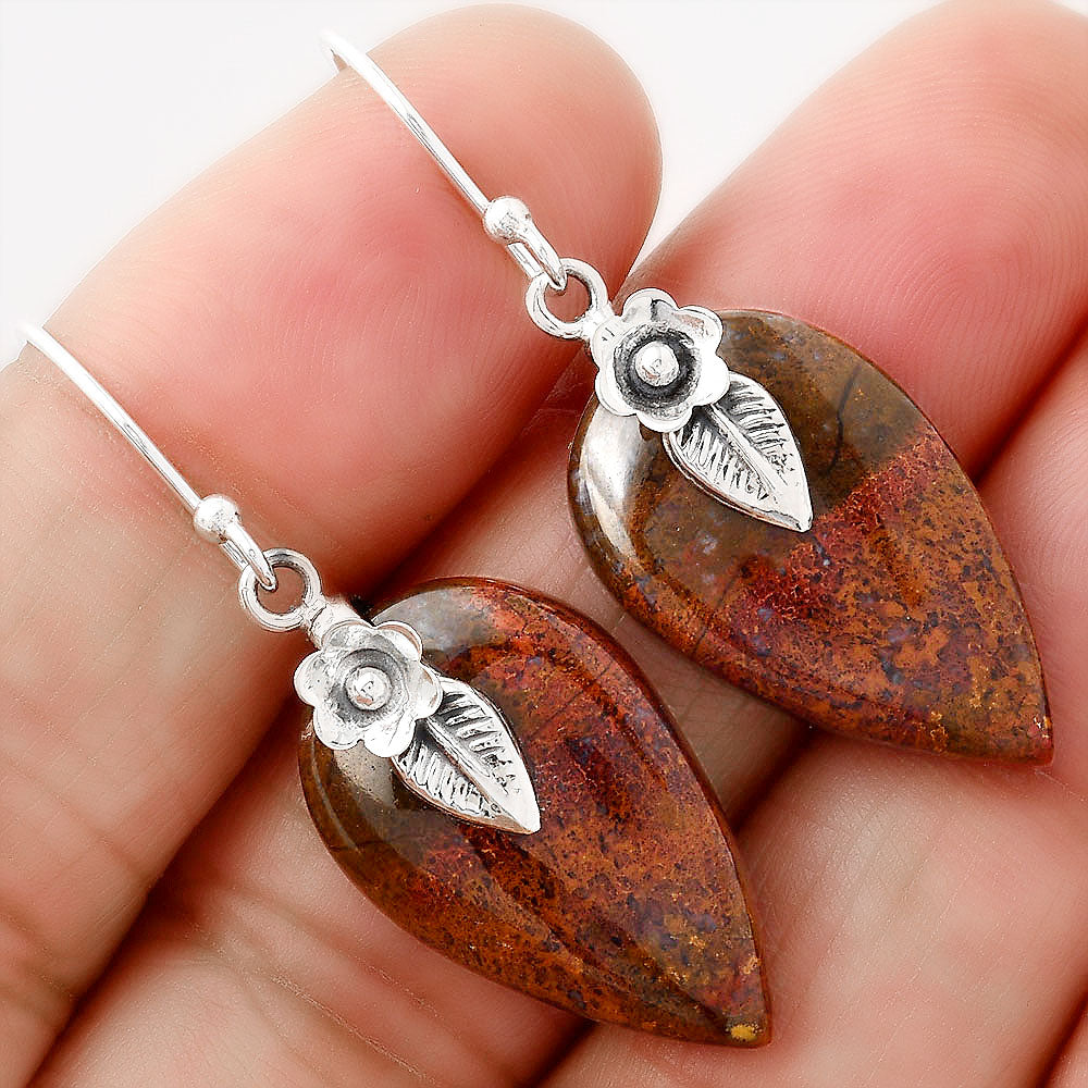 Natural Red Moss Agate Earrings E-1137 SDE86782