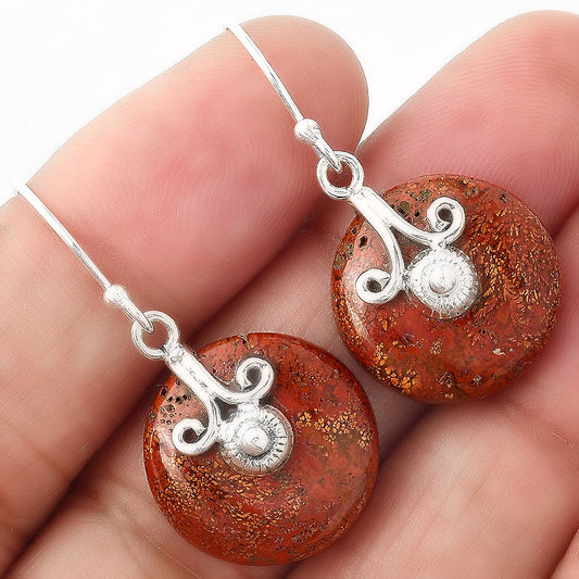 Natural Red Moss Agate Earrings E-1137 SDE86837