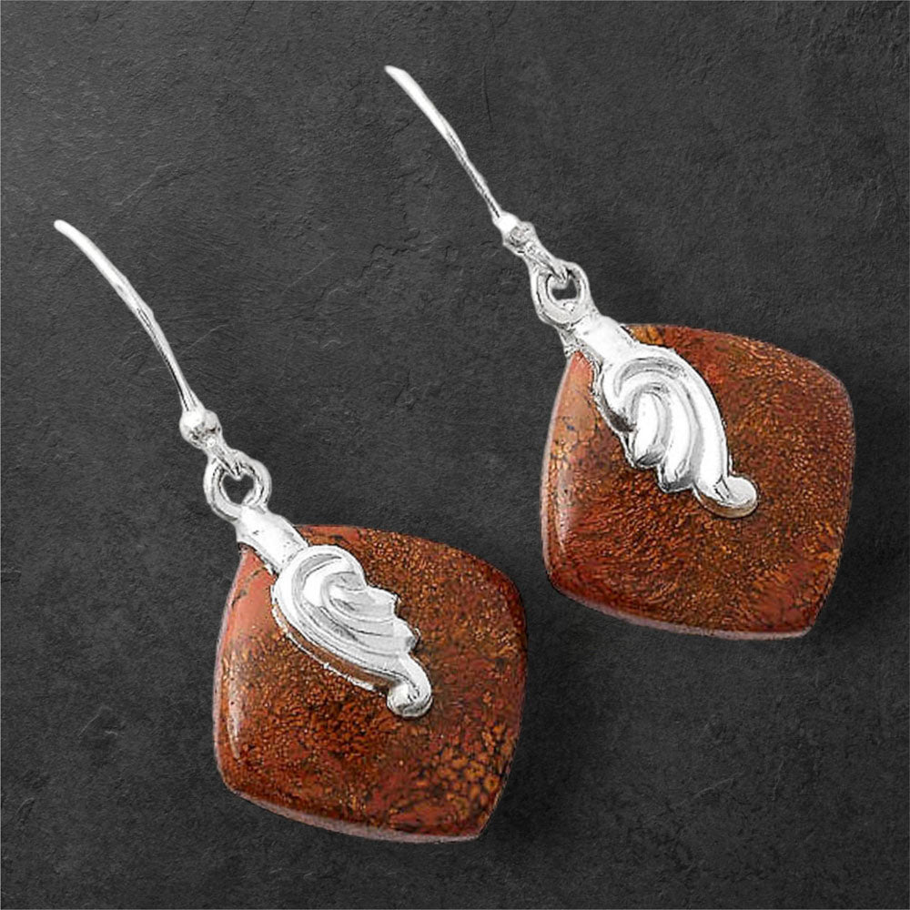 Natural Red Moss Agate Earrings E-1137 SDE86849
