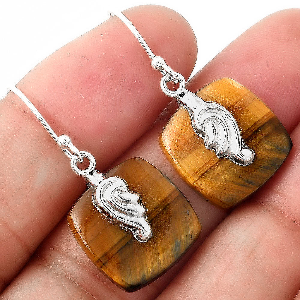 Natural Blue Tiger Eye Earrings E-1137 SDE86866