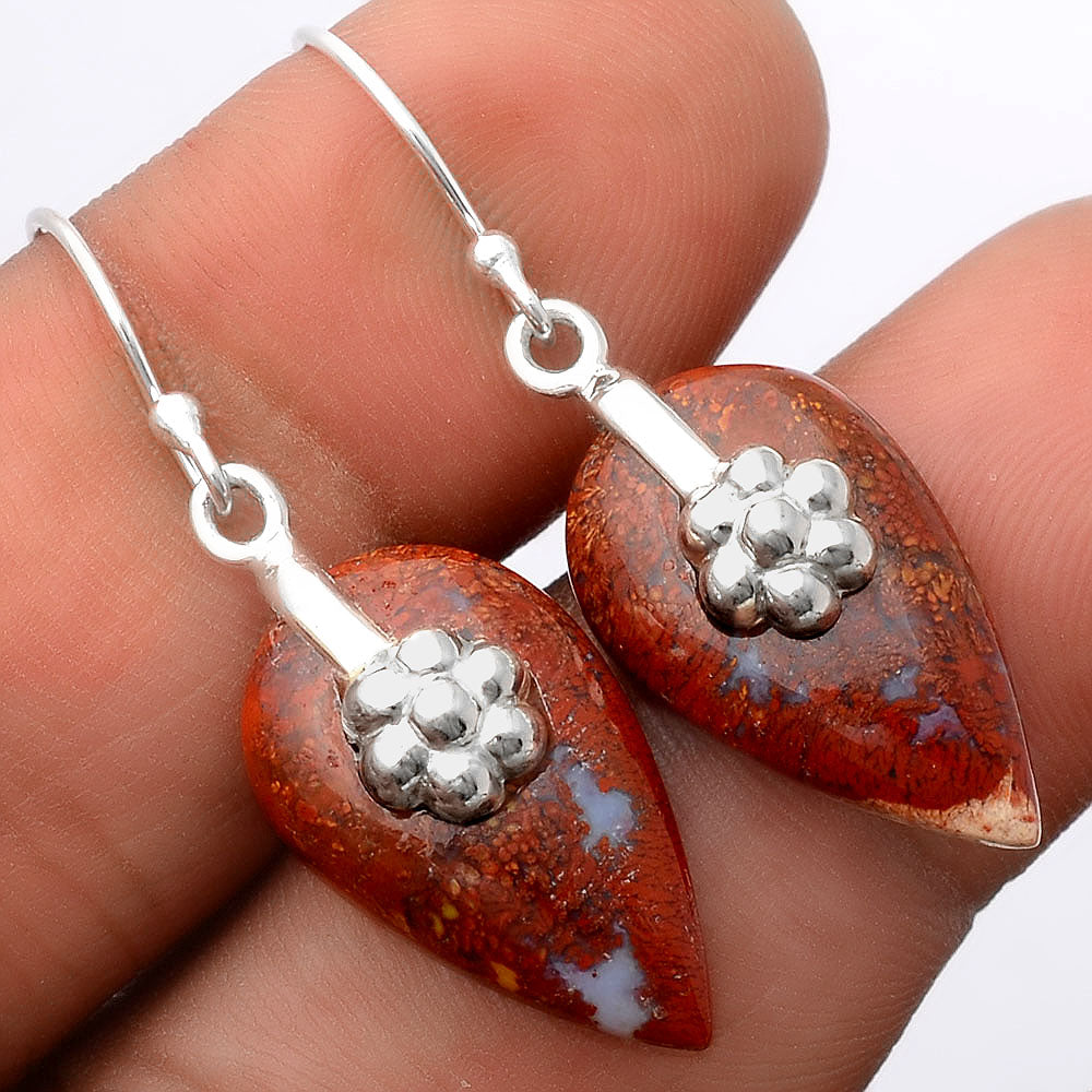 Natural Red Moss Agate Earrings E-1137 SDE86908
