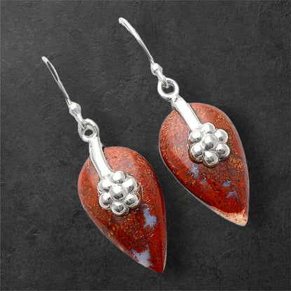 Natural Red Moss Agate Earrings E-1137 SDE86908