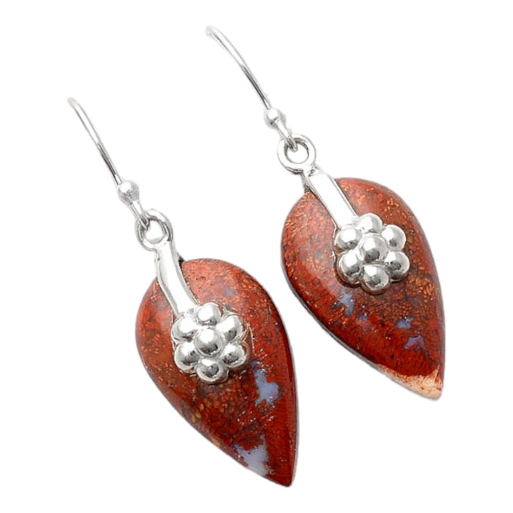 Natural Red Moss Agate Earrings E-1137 SDE86908