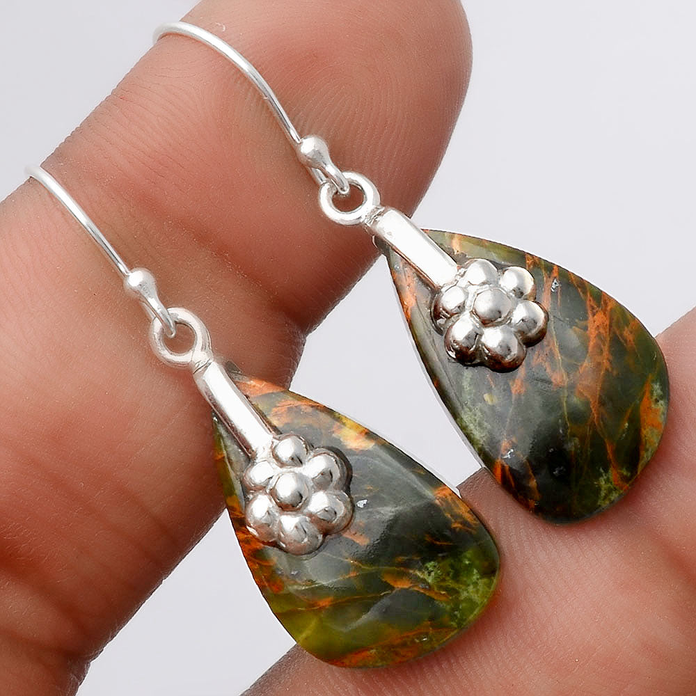 Turkish Rainforest Chrysocolla Earrings E-1137 SDE86927