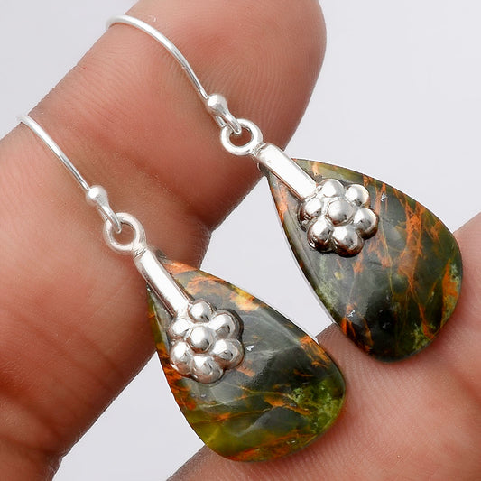 Turkish Rainforest Chrysocolla Earrings E-1137 SDE86927