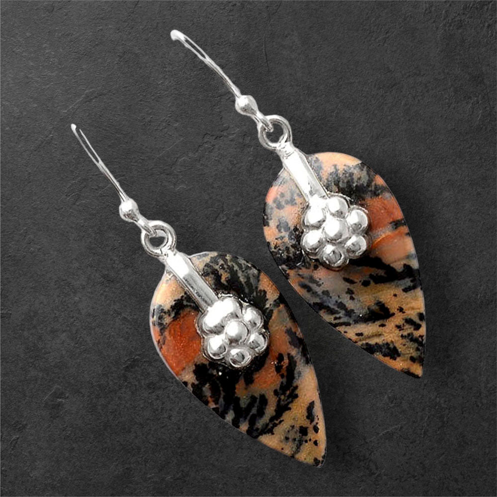 Natural Russian Honey Dendrite Opal Earrings E-1137 SDE86930