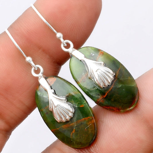 Turkish Rainforest Chrysocolla Earrings E-1137 SDE86985