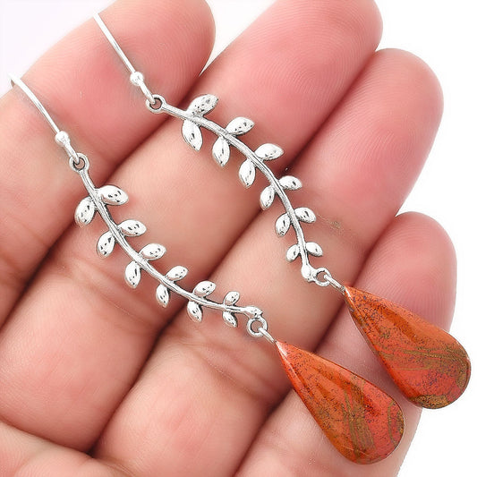 Natural Red Moss Agate Earrings E-1238 SDE87069