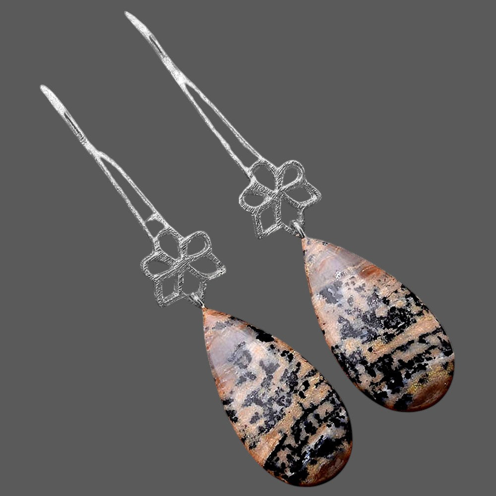 Russian Honey Dendrite Opal Matte Finish Earrings E-1205 SDE87723