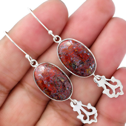 Natural Red Moss Agate Earrings E-1079 SDE87774