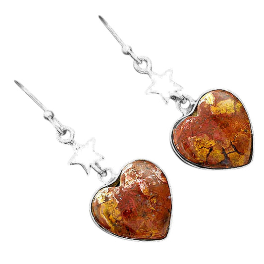 Heart Natural Red Moss Agate Earrings E-1094 SDE87793