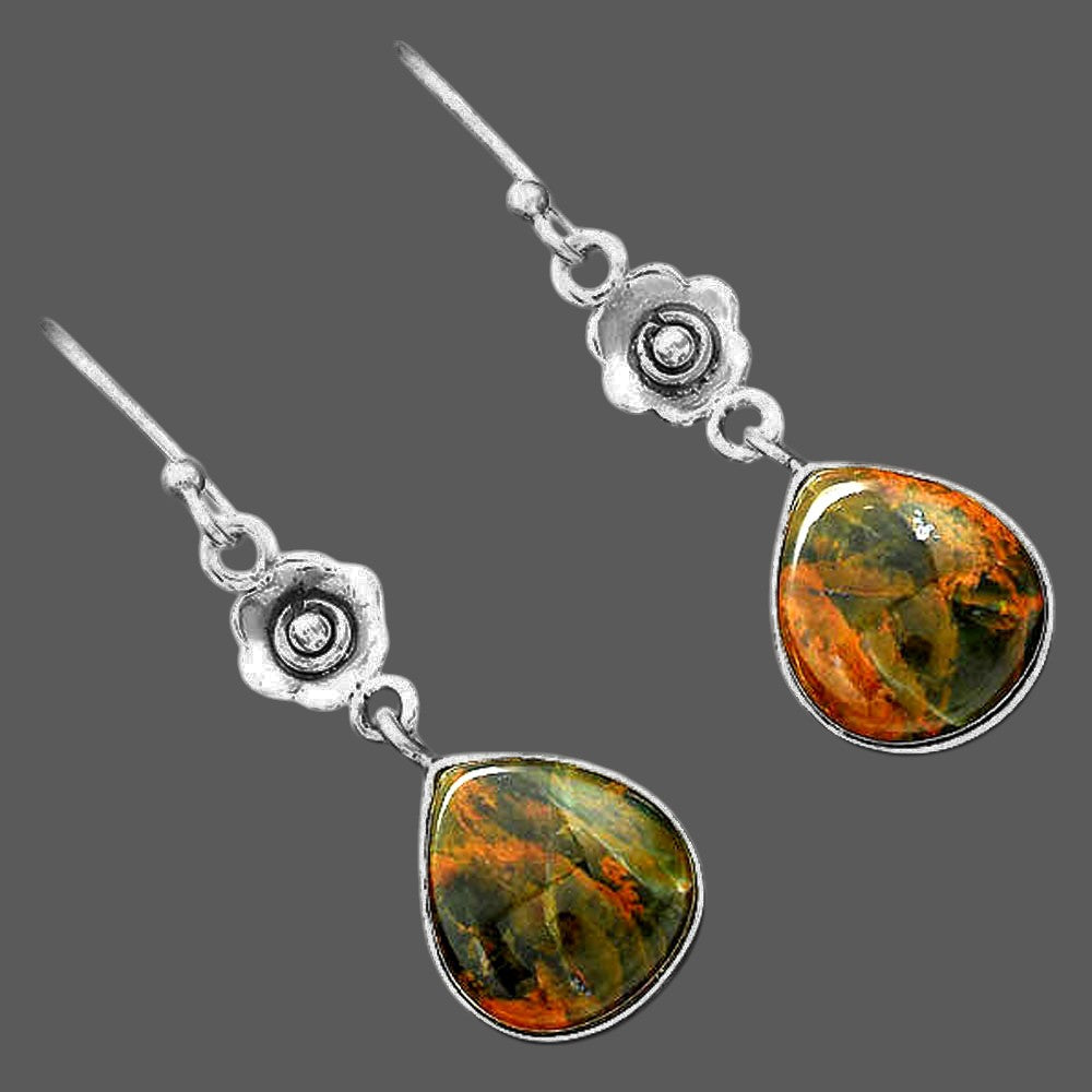 Turkish Rainforest Chrysocolla Earrings E-1237 SDE87809