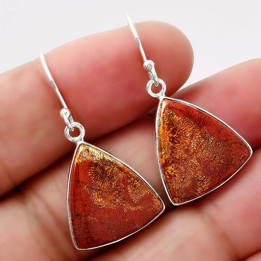 Natural Red Moss Agate Earrings E-1001 SDE88060