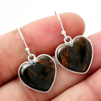 Heart Turkish Rainforest Chrysocolla Earrings E-1022 SDE88121
