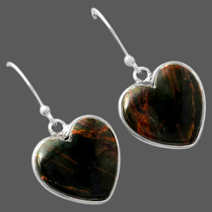 Heart Turkish Rainforest Chrysocolla Earrings E-1022 SDE88121