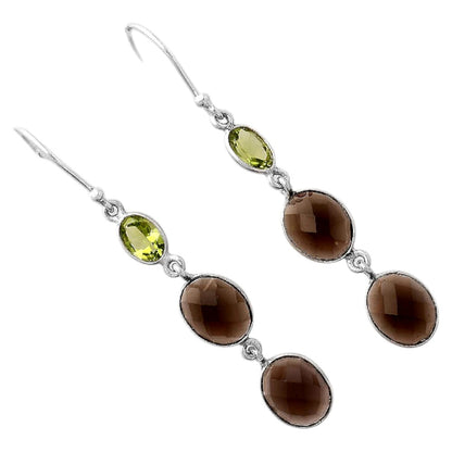 Faceted Smoky Quartz and Peridot Earrings E-1007 SDE88159
