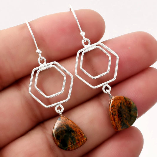 Natural Turkish Rainforest Chrysocolla Earrings E-1148 SDE88196