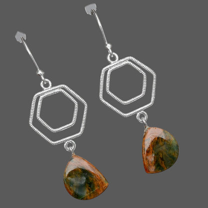 Natural Turkish Rainforest Chrysocolla Earrings E-1148 SDE88196