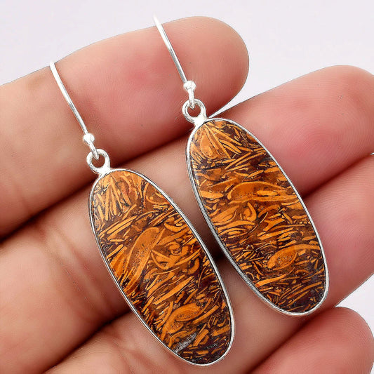 Natural Coquina Fossil Jasper India Earrings E-1001 SDE88218