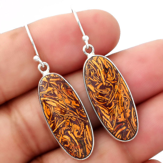 Natural Coquina Fossil Jasper India Earrings E-1001 SDE88222