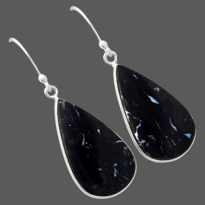 Natural Black Root Plume Agate Earrings E-1001 SDE88233
