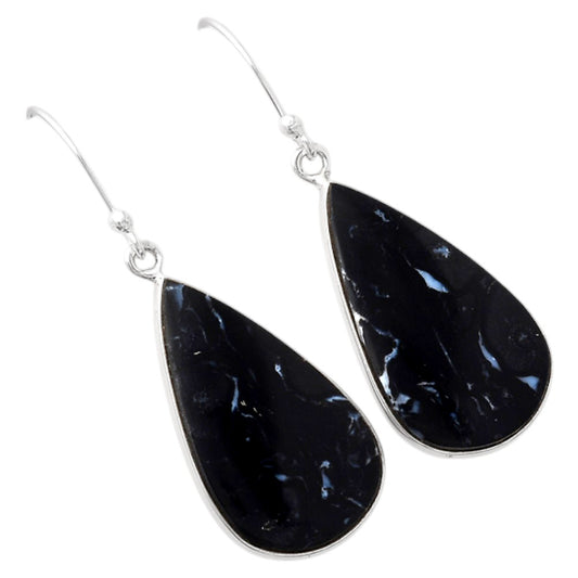 Natural Black Root Plume Agate Earrings E-1001 SDE88233