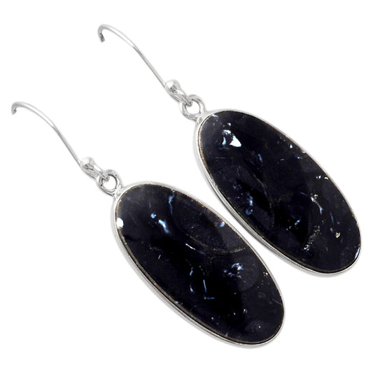 Natural Black Root Plume Agate Earrings E-1001 SDE88243