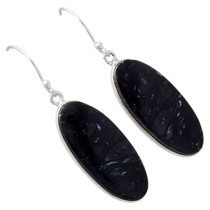 Natural Black Root Plume Agate Earrings E-1001 SDE88244